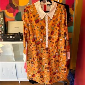 Floral Orange Long Sleeve Dress